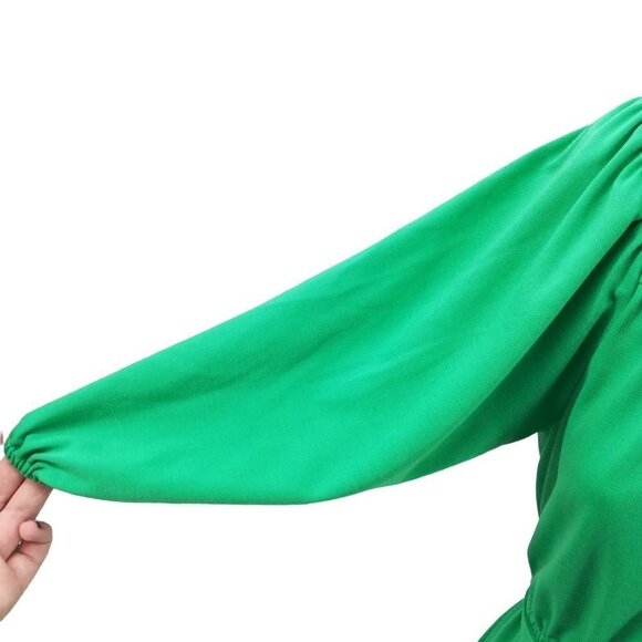 Vintage Handmade Stretch Sheath Shirt Dress Size S? Green Skater Knit 70s Tie - Picture 4 of 10